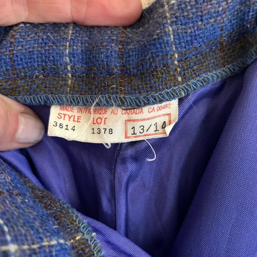 Vintage A-line Blue Midi  Wool Plaid Women's Skirt Size 12 - Picture 8 of 10